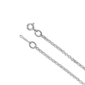 2mm, 14k White Gold Solid Rolo Chain Necklace, 16 Inch